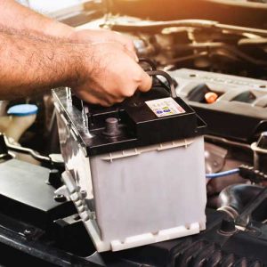 Car battery being replaced